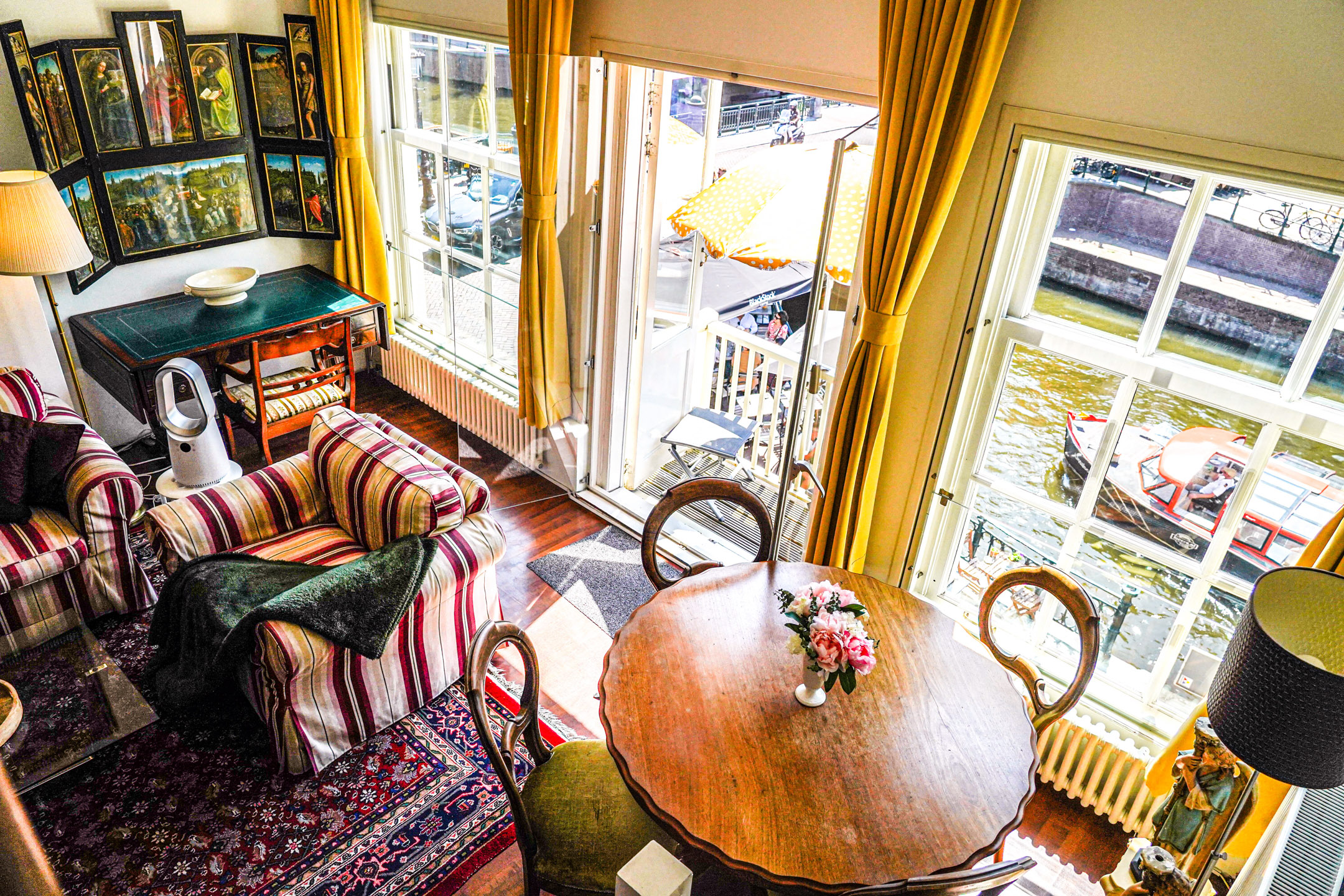Top View Living and Dining Area The Balcony at Prinsen Canal apartment Amsterdam